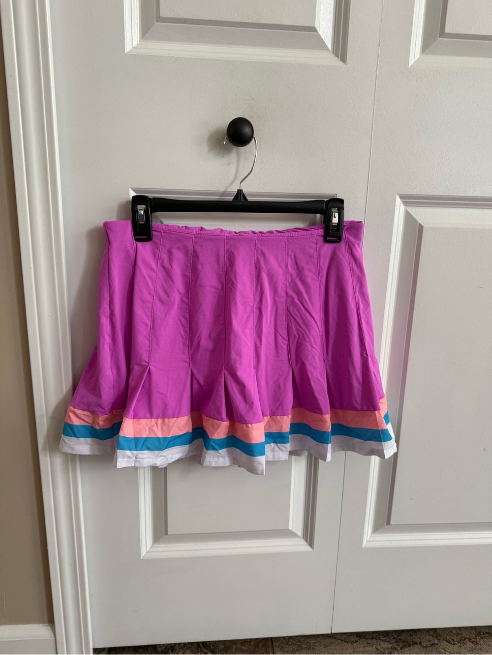 Lilly Pulitzer Fuchsia Circle Skirt with Multi-Color Striped Hem